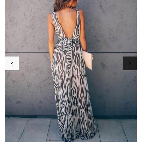 Zebra Print Slit Maxi Dress - Picture 4 of 4